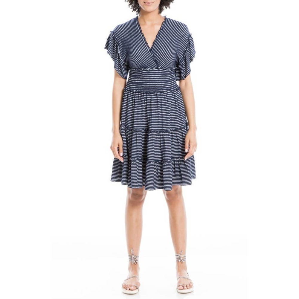Max Studio Dress Navy and White Stripes Size Medium EUC